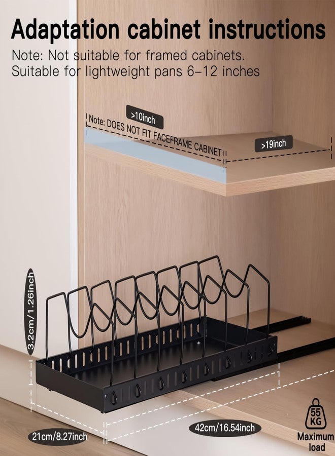 Livzing Pan & Pot Organizer Rack for Cabinet - Stainless Steel Adjustable Sliding Kitchen Rack for Frying Pan, Plate, Lids - Under Cabinet Storage for Modular Kitchen - Expandable Cookware Organizer - Image 2